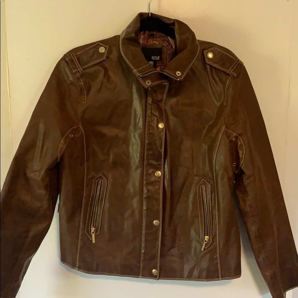Faux leather aviator jacket